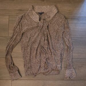 Brooks Brothers Textured Blouse in Brown and Cream